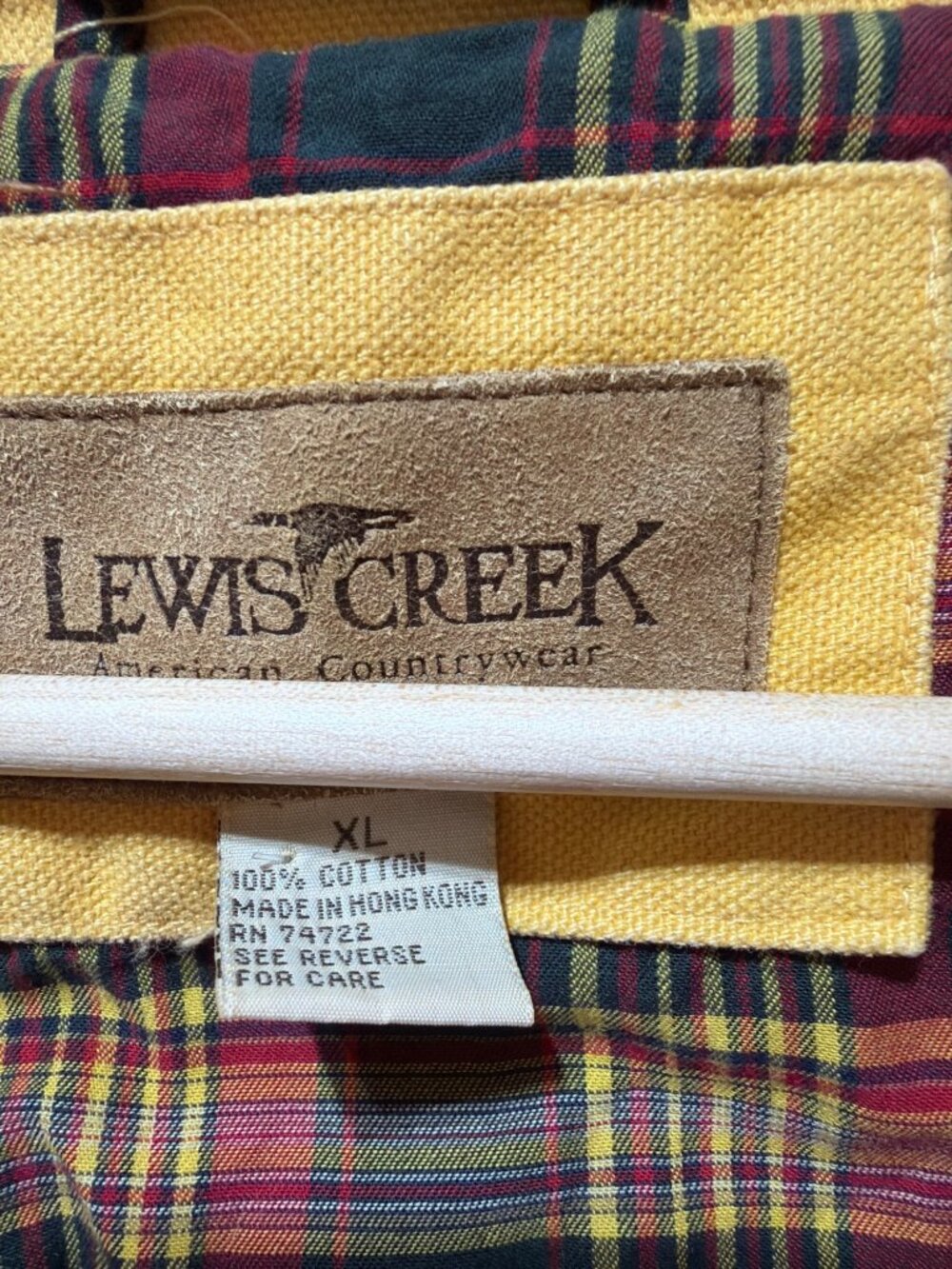 Lewis Creek Vintage 90's Yellow Duck Canvas Plaid Lined Harrington Bomber Jacket - Picture 6 of 10